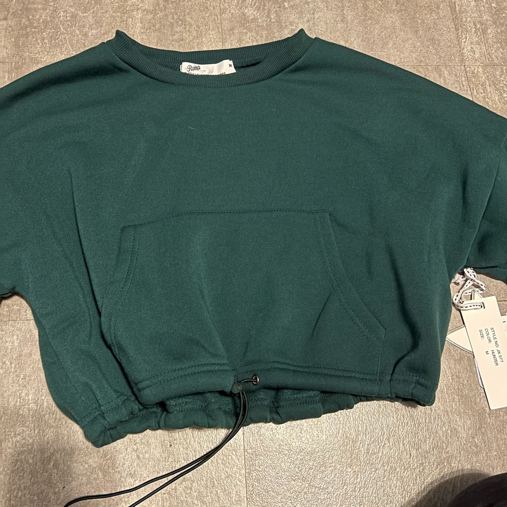 Green Cropped Hoodie